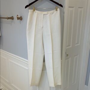 Ann Taylor Cream Cropped Pants with Textured Finish